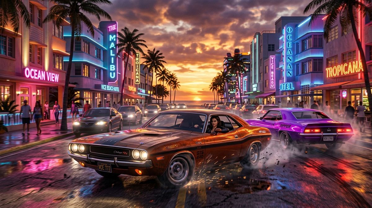 GTA VI trailer gameplay y cinemática en Vice City